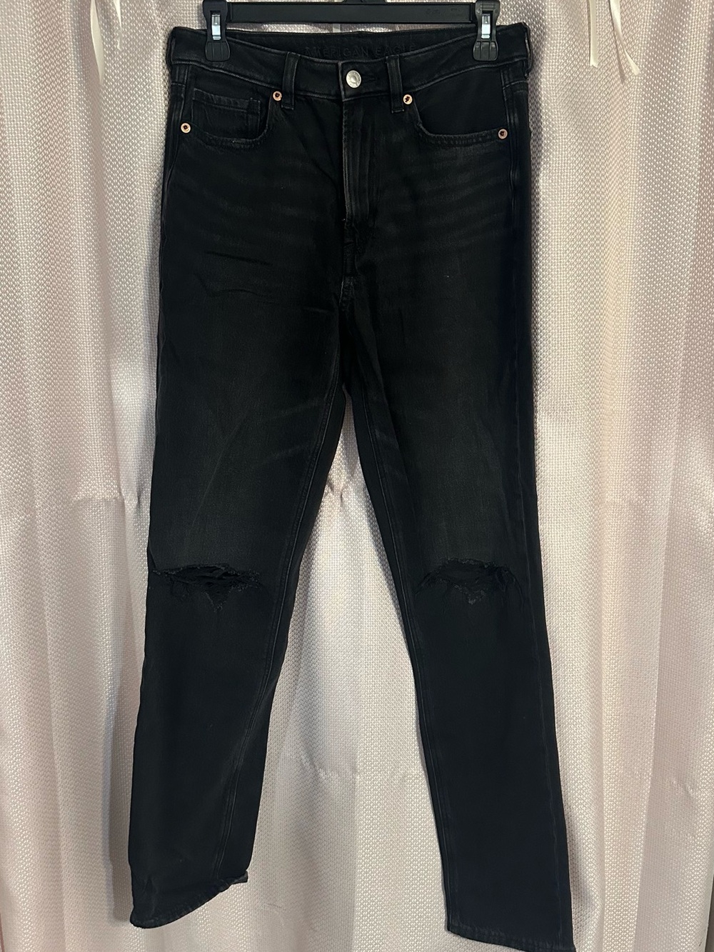 American Eagle Outfitters Black Skinny Jeans with Knee Distress